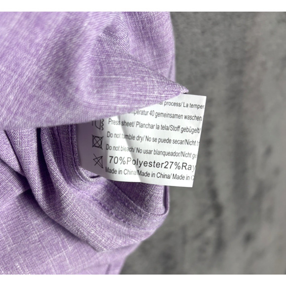 NWT COOFANDY Mens Linen Short Sleeve Summer Button Down Beach Shirt Purple M - Picture 4 of 5